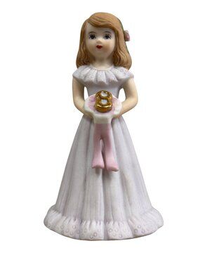 Growing Up Birthday Girls Figurine Age 8 Blonde Girl 1982 Enesco Collectible